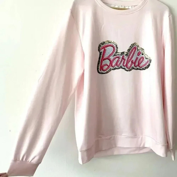 Barbie Pink Long Sleeve Graphic Tee Shirt Women's L Camper Design Ugly Sweater - Picture 5 of 6